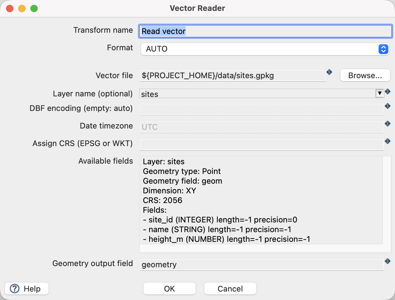 Vector Reader configured for the supplied GeoPackage layer.